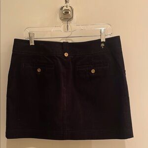 Lilly Pulitzer black Corduroy Margie Skirt w/ gold buttons/palm tree size 8